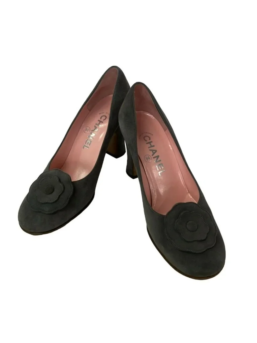 Chanel Pumps 36 Gray Camellia Heel
